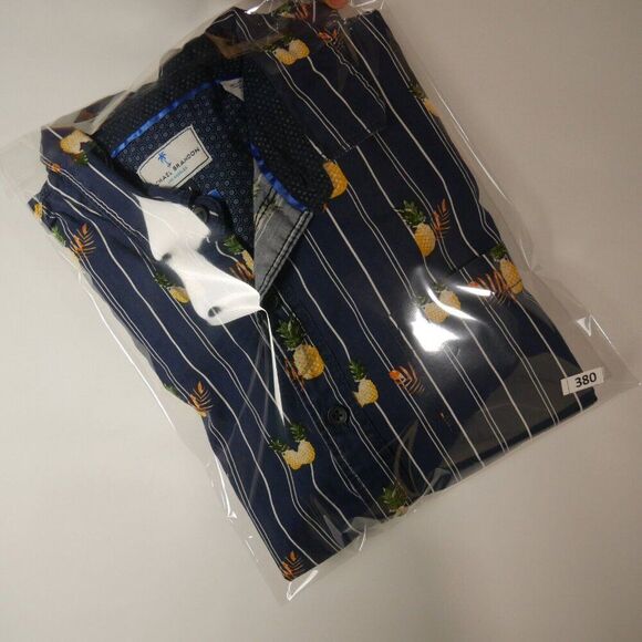 Michael Brandon Mens Size M Slim Fit Button Up Shirt Pineapple Tropical Blue - Picture 11 of 11